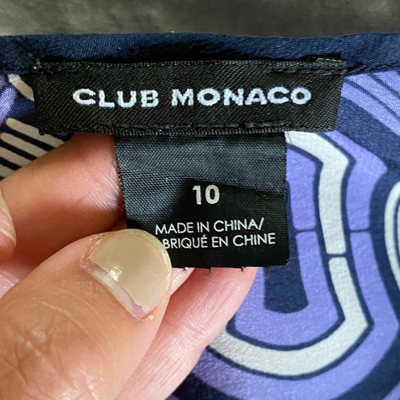 Club Monaco White/Lavender/Dark Purple Geometric Design Silk Tank Dress Size: 10 - Picture 3 of 5